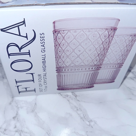 Flora set of 4 Claro highball glasses in Decorative Box new - Picture 5 of 11